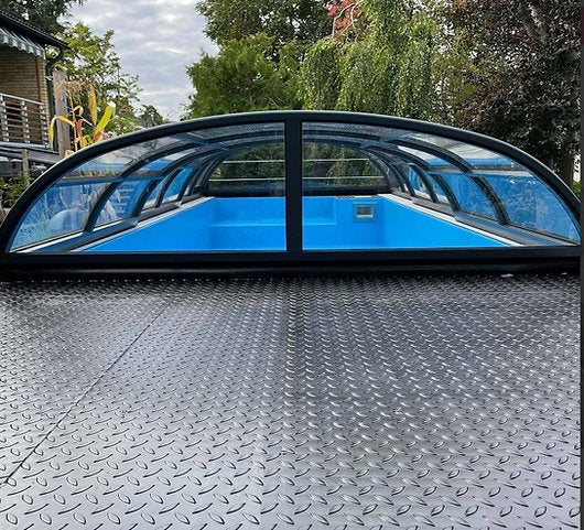 Piscina contenedor 6,11 x 2,5m lista para usar con techo, pack premium