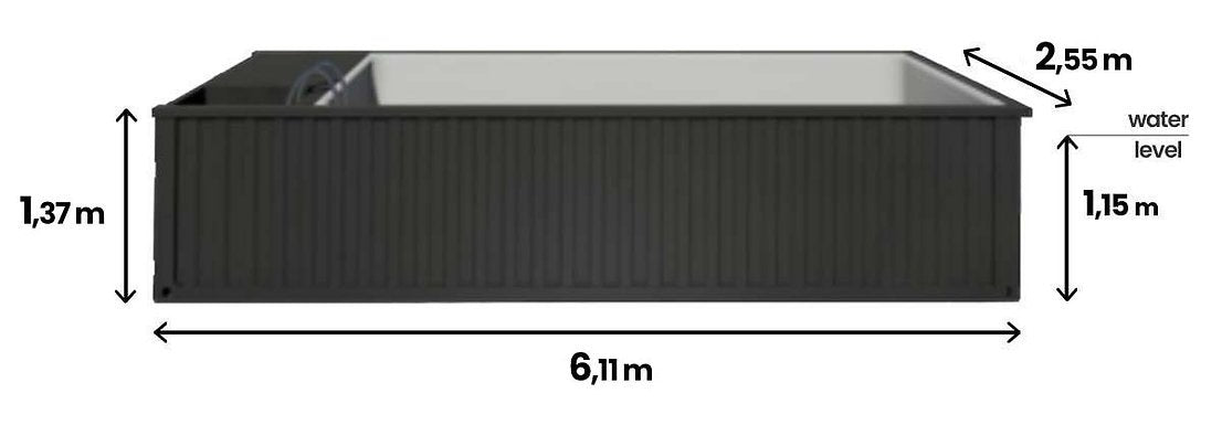 Piscina contenedor 6,2 mx 2,5 m jet swim, sport&spa